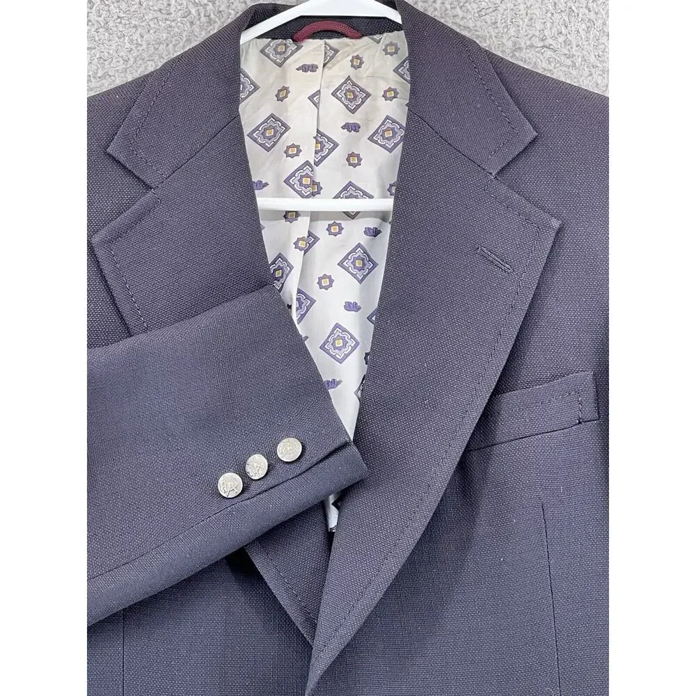 Hart Schaffner Marx‎ Blazer 40R Jack Nicklaus Sports Coat Blue Knit Emblem READ